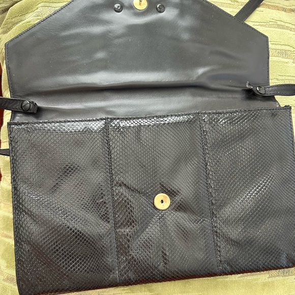 Arnoldos Argentina Vintage Genuine Black Snakeskin Shoulder Bag Or Clutch - Picture 4 of 10
